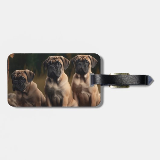 Bullmastiff Puppy Herfst Delight Pompoen Bagagelabel (Achterkant horizontaal)