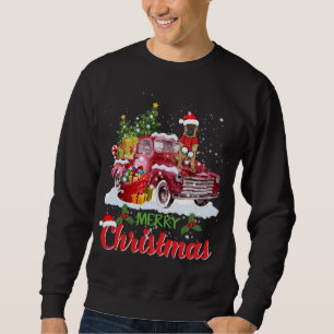 Bullmastiff Riding Red Truck Merry Kerstmis Trui
