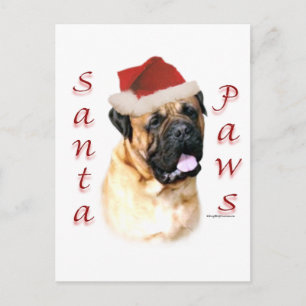 Bullmastiff Santa Paws Feestdagenkaart