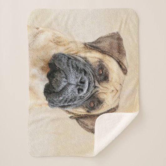 Bullmastiff-schildering - Kute Original Dog Art Sherpa Deken (Voorkant)