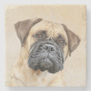 Bullmastiff-schildering - Kute Original Dog Art Stenen Onderzetter