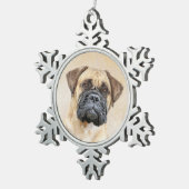 Bullmastiff-schildering - Kute Original Dog Art Tin Sneeuwvlok Ornament (Rechts)