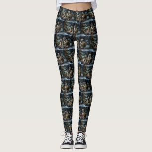 Bullmastiff Sneeuw Slede Kerst Decoratie Leggings