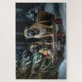Bullmastiff Sneeuw slee Kerst decoratie  Legpuzzel (Verticaal)