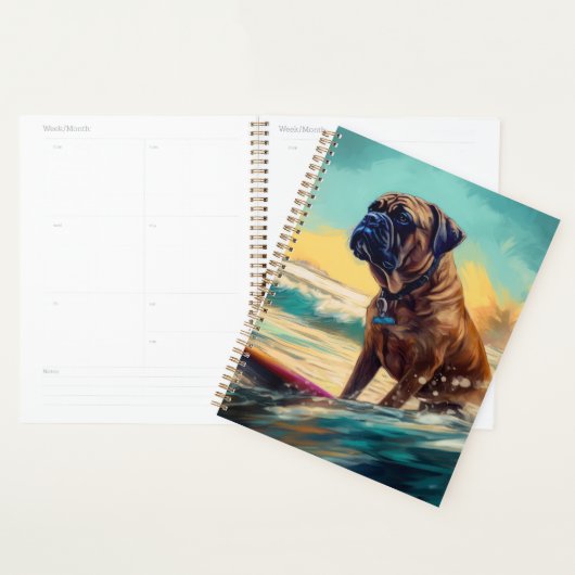 Bullmastiff Strand Surfen Schilderen Planner (Display)