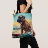 Bullmastiff strand surfen schilderij draagtas (Dichtbij)