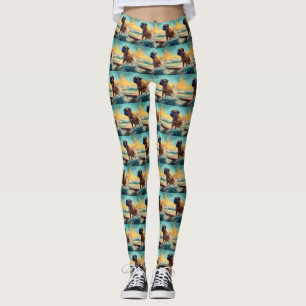 Bullmastiff strand surfen schilderij leggings