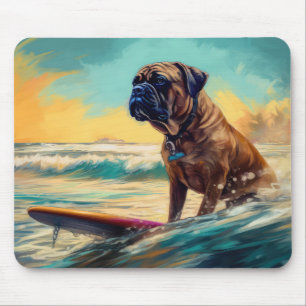Bullmastiff strand surfen schilderij muismat