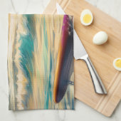 Bullmastiff strand surfen schilderij theedoek (Quarter Fold)