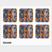 Bullmastiff Trick-or-Treating Halloween kostuums Vierkante Sticker (Vel)