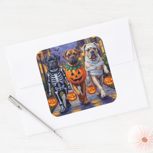 Bullmastiff Trick-or-Treating Halloween kostuums Vierkante Sticker (Envelop)