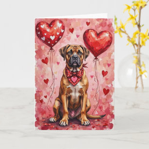 Bullmastiff Valentijnsdag Hond met Harten Rood Kaart