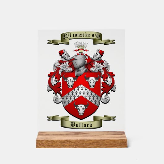 Bullock wapenschild acryl bord (Voorkant)