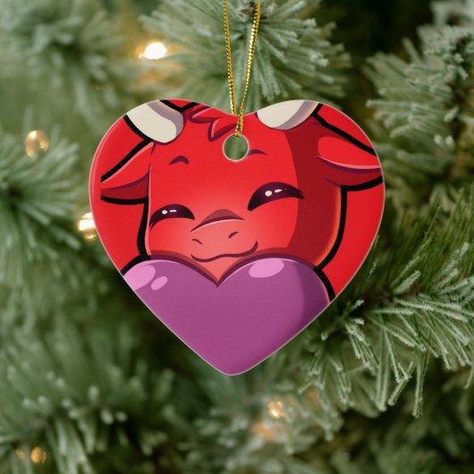 Bullpew-Chat Liefde Keramisch Ornament (Boom)