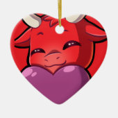 Bullpew-Chat Liefde Keramisch Ornament (Voorkant)