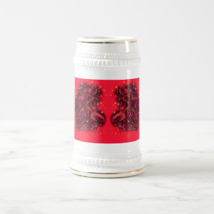Bulls die bij de rode Sterrennacht beer Stein lope Bierpul