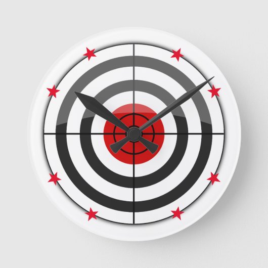 Bulls Eye Red Star Ronde Klok (Voorkant)