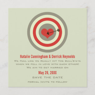 Bull's-Eye Save the Date Invite, Grey & Red