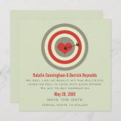 Bull's-Eye Save the Date Invite, Grey & Red (Voorkant / Achterkant)