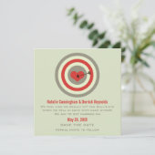 Bull's-Eye Save the Date Invite, Grey & Red (Staand voorkant)