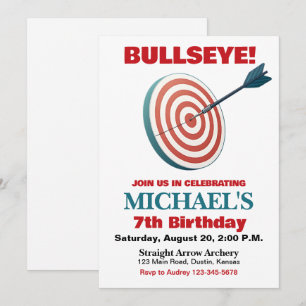 Bullseye Boogschieten Verjaardagsfeest Uitnodiging
