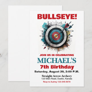 Bullseye Boogschieten Verjaardagsfeest Uitnodiging