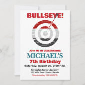 Bullseye Boogschieten Verjaardagsfeest Uitnodiging (Voorkant)