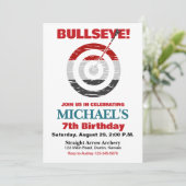 Bullseye Boogschieten Verjaardagsfeest Uitnodiging (Staand voorkant)