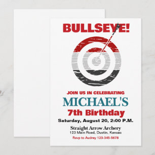Bullseye Boogschieten Verjaardagsfeest Uitnodiging