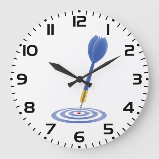 Bullseye Hit Blue Dart on Target Grote Klok (Voorkant)