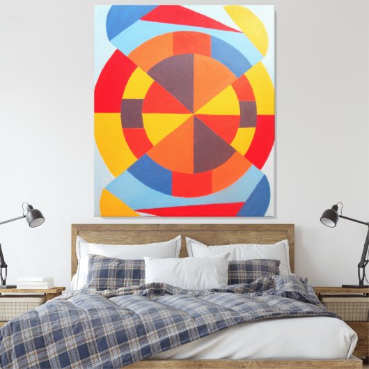 Bullseye Orange Abstract Art Print (Insitu (Slaapkamer))