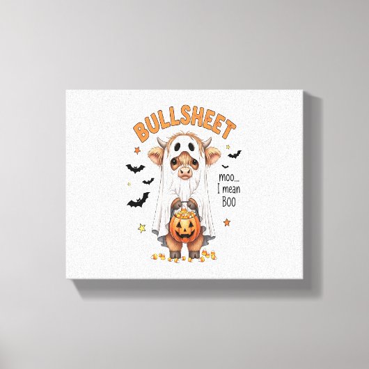 Bullsheet Highland Koe Funny Ghost Canvas Afdruk (Voorkant)