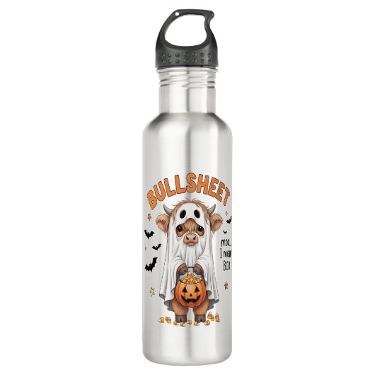 Bullsheet Highland Koe Funny Ghost Waterfles (Voorkant)
