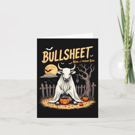 Bullsheet Koe Ghost Halloween Pun Met Jack O' Lan Kaart (Voorkant)
