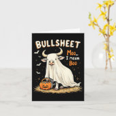 Bullsheet Koe Ghost Pun Funny Halloween Trick or T Kaart (Gele Bloem)