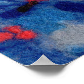 Bullvinken, rode vogelblauwe bosbomen vezelkunst poster (Hoek)