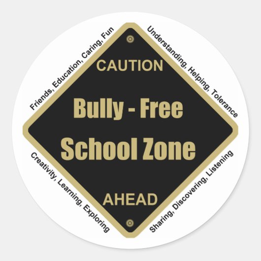 Bully - Free School Zone Ronde Sticker (Voorkant)