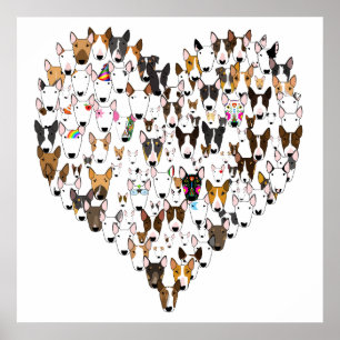 Bully Love  english bull terrier love heart Poster