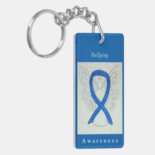 Bullying Awareness Ribbon Guardian Angel Sleutelha Sleutelhanger (Voorkant Links)