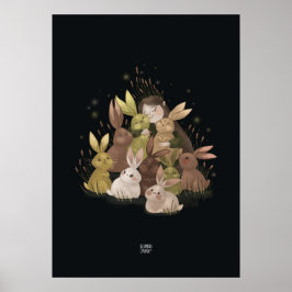 BULRUSH RABBITS van Alexandra Dikaia Poster