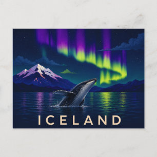 Bultrug onder het Noorderlicht   Iconisch IJsland Briefkaart