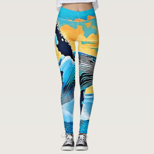 Bultrug Walvis Oceaan Vrijheid Sprong Design Leggings