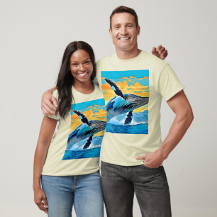 Bultrug Walvis Oceaan Vrijheid Sprong Design T-shirt