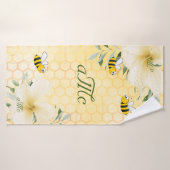 Bumble abeilles jaune nid d'abeille monogramme (Serviette de bain)