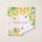 Bumble abeilles miel fleurons jaunes monogramme (Gant de toilette)