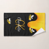 Bumble abeilles miel goutte de monogramme noir or  (Serviette à main)