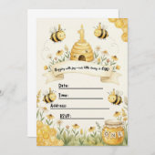 Bumble Bee 1st Birthday Invitation  (Devant / Derrière)