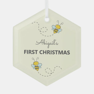 Bumble Bee Aangepast eerste kerstfeest Glas Ornament