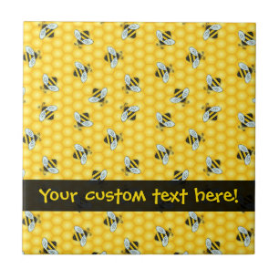 Bumble Bee and Honeycomb Pattern Tegeltje