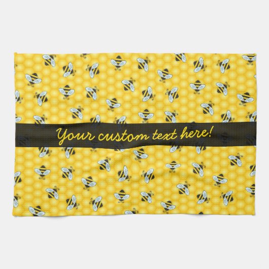 Bumble Bee and Honeycomb Pattern Theedoek (Horizontaal)